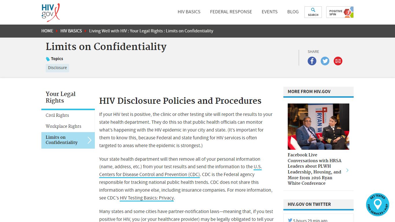 Limits on Confidentiality | HIV.gov