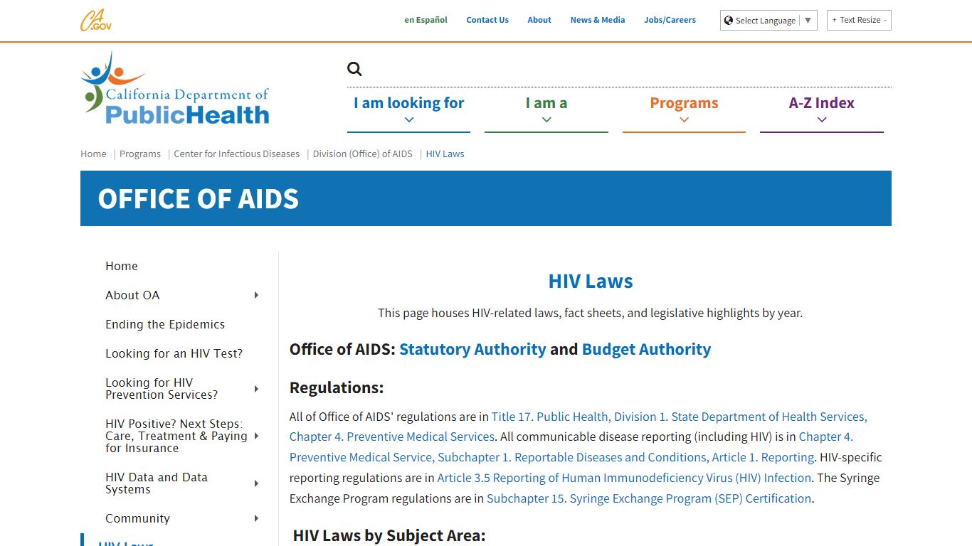 HIV Laws - California Department of Public Health
