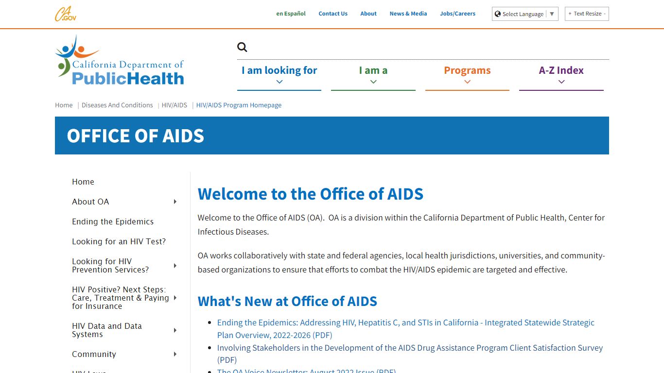 HIV/AIDS Program Homepage