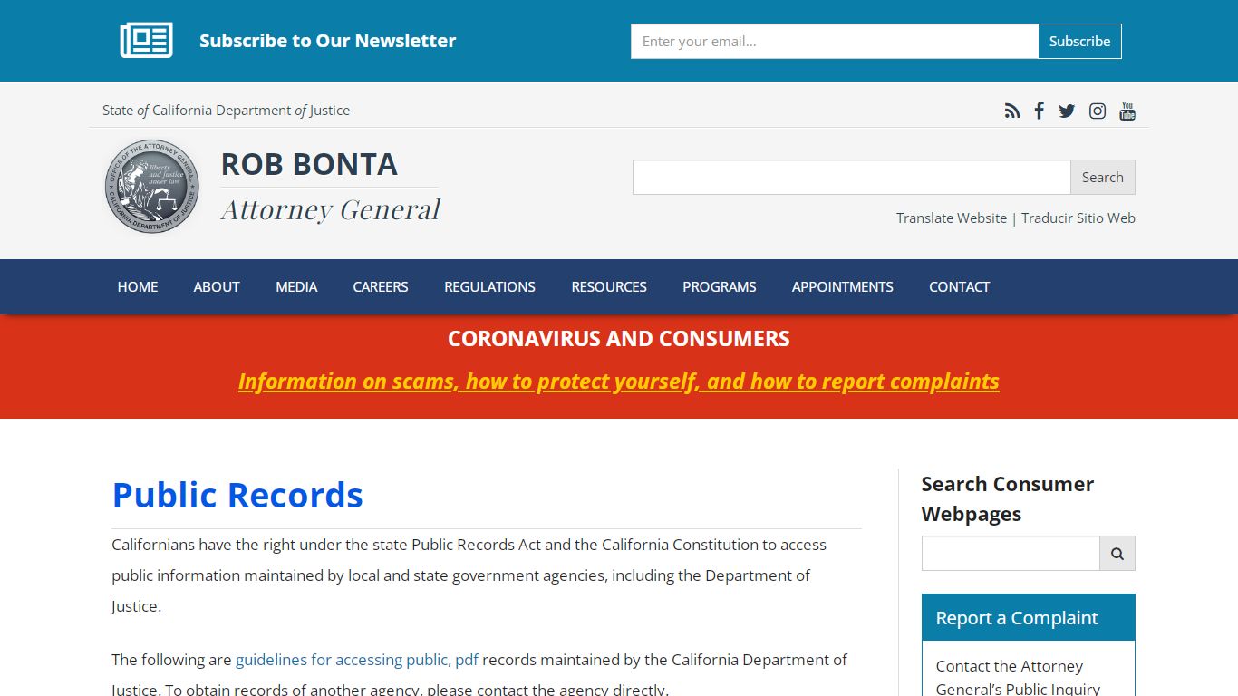 Public Records | State of California - Department of ...